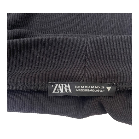 Zara Black Fitted 3/4 Sleeve Bodysuit Sweater Top Black Size Medium Women's - Picture 8 of 8